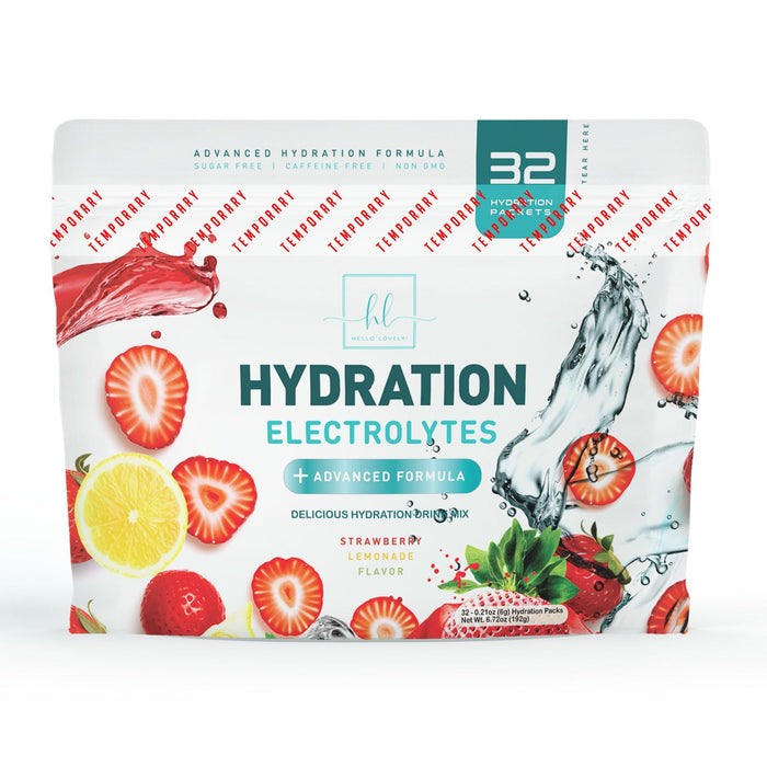 Hydration Electrolytes Powder Packets - Keto & Sugar Free, Liquid Replenisher & Recovery Drink w Real Salt - Feel Revitalized, Non-GMO, Vegan Electrolyte Drink Mix, Strawberry Lemonade