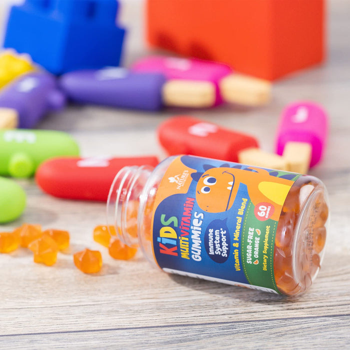 Nature's Nutrition Vitamins for Kids Multivitamin Gummies, Kids Vitamins Gummy Sugar Free, Vitamin C, B6, B12, D3 & Zinc for Children's Immune Support, Orange Flavor, Non-GMO - 60 Gummies