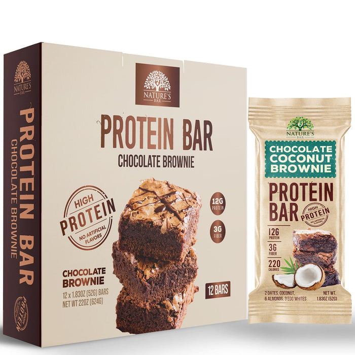 Chocolate Brownie Protein Bars, High Protein, Low Sugar, Low Carb, Meal Replacement Bar Supports Energy, Gluten Free, Pure, Nature's Protein Recover Bars, 1.83 oz