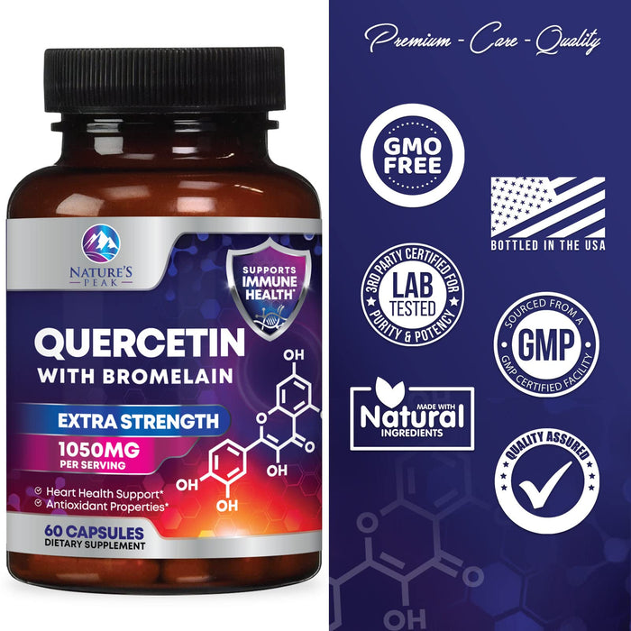 Quercetin with Bromelain 1000mg - Supports Immune Health, Extra Strength Quercetin 1000mg Supplement with Zinc & Bioflavonoids - Non-GMO, Vegan & Gluten Free