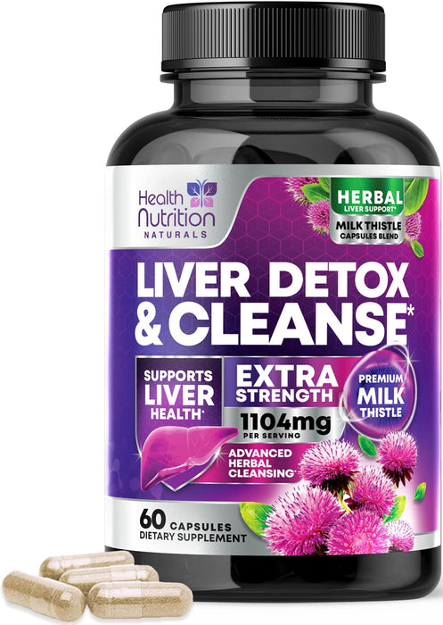 Gentle Liver Cleanse Detox & Repair Formula - Herbal Liver Support Supplement: Milk Thistle with Silymarin, Artichoke Extract, Dandelion, Beet, Chicory Root, & Turmeric for Liver Health