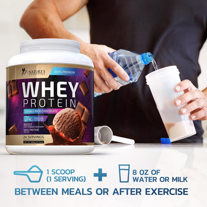 Whey Protein Powder 24g - Chocolate Ice Cream Whey Isolate Protein for Muscle Growth Support - Premium Whey Powder for Fast Absorbing and Easy Digesting for Men and Women, Gluten Free - 24 Servings