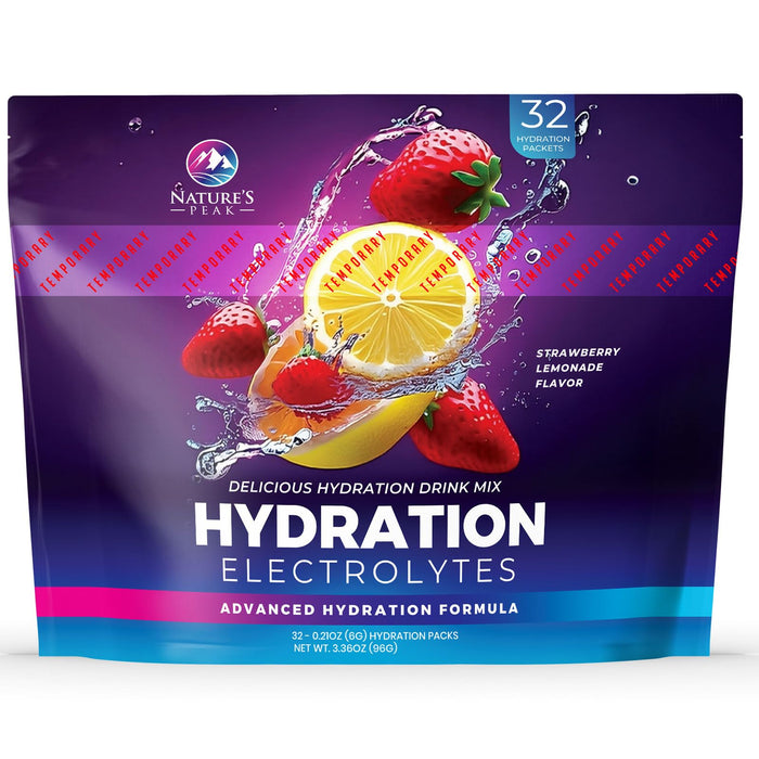 Electrolytes Powder Hydration Packets - Liquid Replenisher & Recovery Drink w Real Salt - Feel Revitalized, Keto & Sugar Free, Non-GMO, Vegan Electrolyte Drink Mix, Strawberry Lemonade - 32 Servings