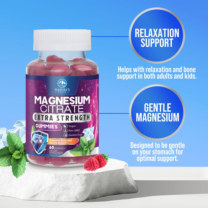 Magnesium Gummy - High Absorption Magnesium Citrate Supplement for Relax Support for Adults & Kids - Calm Magnesium Gummies Dietary Supplements - Bone Support & Heart Support