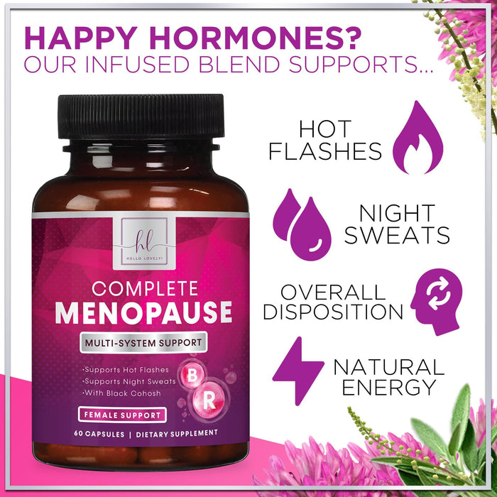 Menopause Supplements Extra Strength Hot Flash Support 1256 mg - Menopause Support for Women - Made in USA - Natural Black Cohosh, Dong Quai and Soy Isoflavones - 60 Capsules