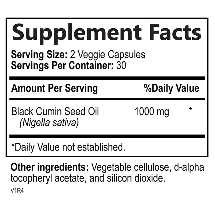Premium Black Seed Oil Capsules Vegan Cold-Pressed 1000mg - Extra Strength Nigella Sativa Black Seed Oil, Nature's Pure Black Cumin Seed Oil for Immune, Hair and Brain Support, Non-GMO