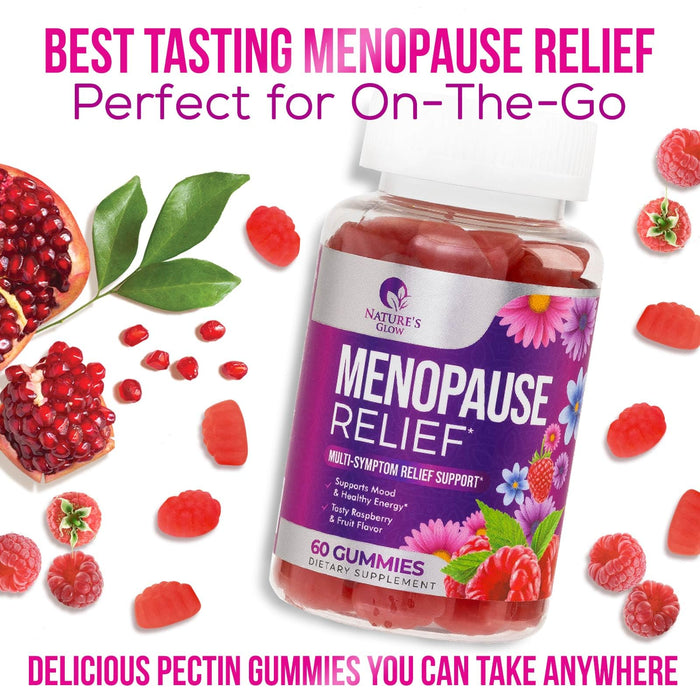 Nature's Glow Menopause Relief Vitamin Gummy for Women - Effective Menopause Support Supplement Gummies, Hot Flash, Night Sweats, Energy & Hormone Support, Non-GMO & Gluten Free - 60 Gummies