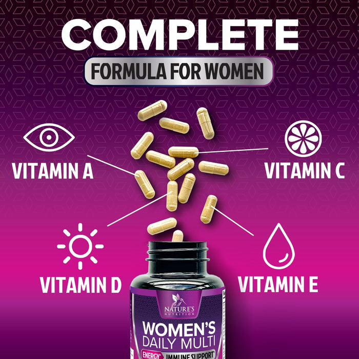 Womens Multivitamin - For Daily Energy & Immune Health Support with Vitamins A, B12, C, D3, Zinc & Biotin, Multivitamin for Women, Non GMO & Gluten Free Women's Vitamin Supplement