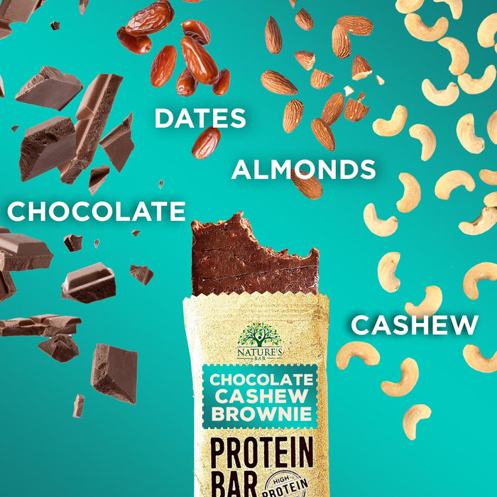 Chocolate Protein Bars, High Protein, Nutritious Snacks to Support Energy, Chocolate Cashew, Meal Replacement Bar, Low Sugar, Low Carb, Gluten Free, Pure, Nature's Bars, 1.83 oz, 12 Count (Pack of 1)