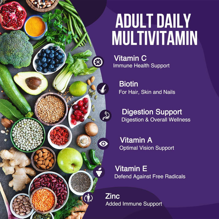 Multivitamin Gummies - Nature's Daily Gummy Multivitamins for Adults, Women & Men with Vitamins A, C, E, B6, B12, and Minerals - Natural Multi Vitamin Supplement, Non-GMO, Berry Flavor - 120 Gummies